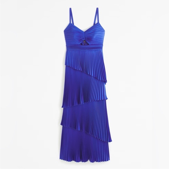 Abercrombie & Fitch Royal Blue Tiered Pleated Strap Dress - Picture 2 of 12